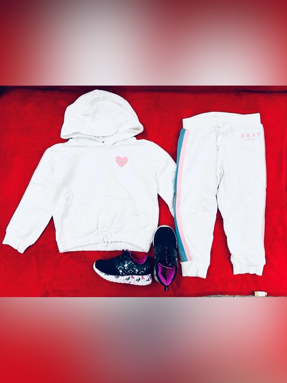 Cute Lot Girls Set Clothes Size 3T DKNY Shoes SneakersSize 7 Excellent Condition